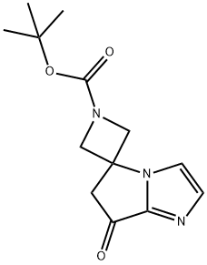 Spiro[azetidine-3,5'-[5H]pyrrolo[1,2-a]imidazole]-1-carboxylic acid, 6',7'-dihydro-7'-oxo-, 1,1-dimethylethyl ester Struktur