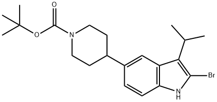 1-Piperidinecarboxylic acid, 4-[2-bromo-3-(1-methylethyl)-1H-indol-5-yl]-, 1,1-dimethylethyl ester Struktur