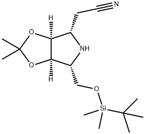 4H-1,3-Dioxolo4,5-cpyrrole-4-acetonitrile, 6-(1,1-dimethylethyl)dimethylsilyloxymethyltetrahydro-2,2-dimethyl-, (3aS,4S,6R,6aR)- Struktur