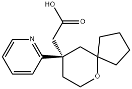 6-Oxaspiro[4.5]decane-9-acetic acid, 9-(2-pyridinyl)-, (9R)- Struktur