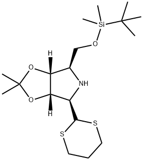 4H-1,3-Dioxolo4,5-cpyrrole, 4-(1,1-dimethylethyl)dimethylsilyloxymethyl-6-(1,3-dithian-2-yl)tetrahydro-2,2-dimethyl-, (3aR,4R,6R,6aS)- Struktur