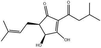 (4S)-3,4β-Dihydroxy-5β-(3-methyl-2-butenyl)-2-(3-methyl-1-oxobutyl)-2-cyclopenten-1-one Struktur