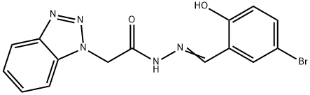 (E)-2-(1H-benzo[d][1,2,3]triazol-1-yl)-N-(5-bromo-2-hydroxybenzylidene)acetohydrazide Struktur