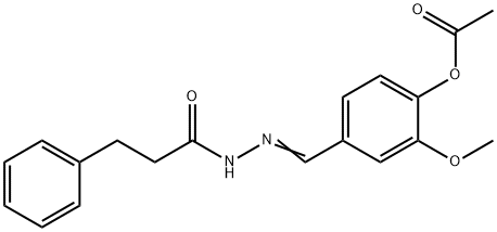 2-methoxy-4-[2-(3-phenylpropanoyl)carbonohydrazonoyl]phenyl acetate Struktur