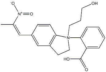 1H-Indole-1-propanol, 2,3-dihydro-5-(2-nitro-1-propen-1-yl)-, 1-benzoate Struktur