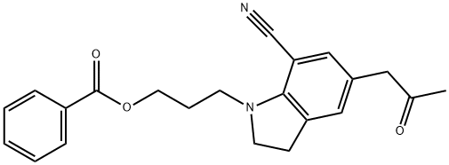 1-[3-(benzoyloxy)propyl]-2,3-dihydro -5-(2-oxopropyl) -7-carbonitrile - 1H-indole Struktur