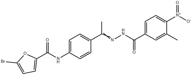 5-bromo-N-[4-[(E)-C-methyl-N-[(3-methyl-4-nitrobenzoyl)amino]carbonimidoyl]phenyl]furan-2-carboxamide Struktur