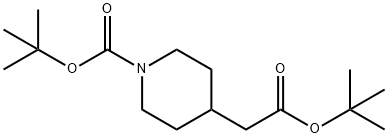 4-Piperidineacetic acid, 1-[(1,1-dimethylethoxy)carbonyl]-, 1,1-dimethylethyl ester Struktur