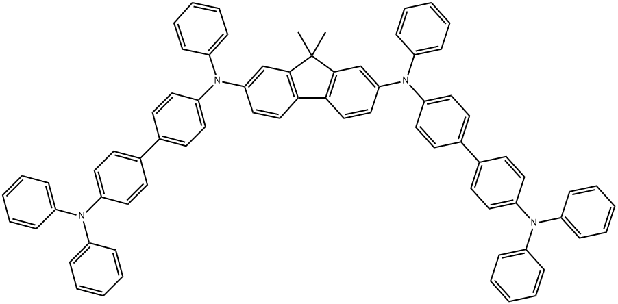 9H-Fluorene-2,7-diamine, N2,N7-bis[4'-(diphenylamino)[1,1'-biphenyl]-4-yl]-9,9-dimethyl-N2,N7-diphenyl- Struktur