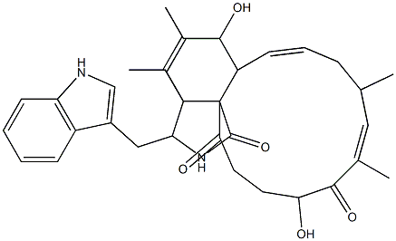 (7S,13E,16S,17E,20S)-7,20-Dihydroxy-10-(1H-indol-3-yl)-16,18-dimethyl[13]cytochalasa-5,13,17-triene-1,19,23-trione Struktur