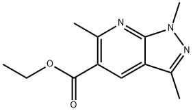 1H-Pyrazolo[3,4-b]pyridine-5-carboxylic acid, 1,3,6-trimethyl-, ethyl ester Struktur