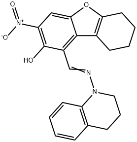 2-Dibenzofuranol,1-[[(3,4-dihydro-1(2H)-quinolinyl)imino]methyl]-6,7,8,9-tetrahydro-3-nitro-(9CI) Struktur