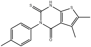 5,6-dimethyl-3-(4-methylphenyl)-2-sulfanylidene-1H-thieno[2,3-d]pyrimidin-4-one Struktur