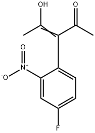 3-Penten-2-one, 3-(4-fluoro-2-nitrophenyl)-4-hydroxy- Struktur