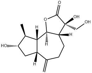 (3R,3aβ,6aβ,9aβ,9bα)-Dodecahydro-3,8α-dihydroxy-3-hydroxymethyl-9β-methyl-6-methyleneazuleno[4,5-b]furan-2-one Struktur