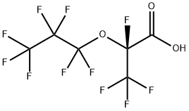 Propanoic acid, 2,3,3,3-tetrafluoro-2-(1,1,2,2,3,3,3-heptafluoropropoxy)-, (2S)- Struktur