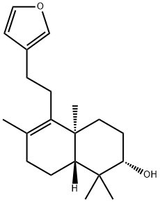 [2S,(+)]-5-[2-(3-Furanyl)ethyl]-1,2,3,4,4a,7,8,8aα-octahydro-1,1,4aβ,6-tetramethylnaphthalene-2β-ol Struktur