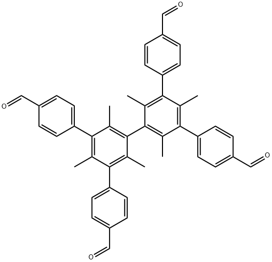 [1,1':3',1'':3'',1'''-Quaterphenyl]-4,4'''-dicarboxaldehyde, 5',5''-bis(4-formylphenyl)-2',2'',4',4'',6',6''-hexamethyl- (9CI) 結(jié)構(gòu)式