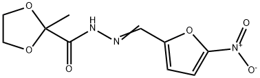 1,3-Dioxolane-2-carboxylic acid, 2-methyl-, 2-[(5-nitro-2-furanyl)methylene]hydrazide Struktur