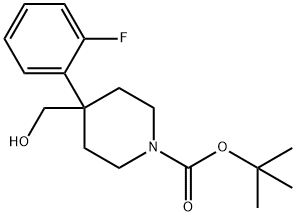 1-Piperidinecarboxylic acid, 4-(2-fluorophenyl)-4-(hydroxymethyl)-, 1,1-dimethylethyl ester Struktur