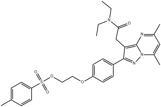 Pyrazolo[1,5-a]pyrimidine-3-acetamide, N,N-diethyl-5,7-dimethyl-2-[4-[2-[[(4-methylphenyl)sulfonyl]oxy]ethoxy]phenyl]- Struktur