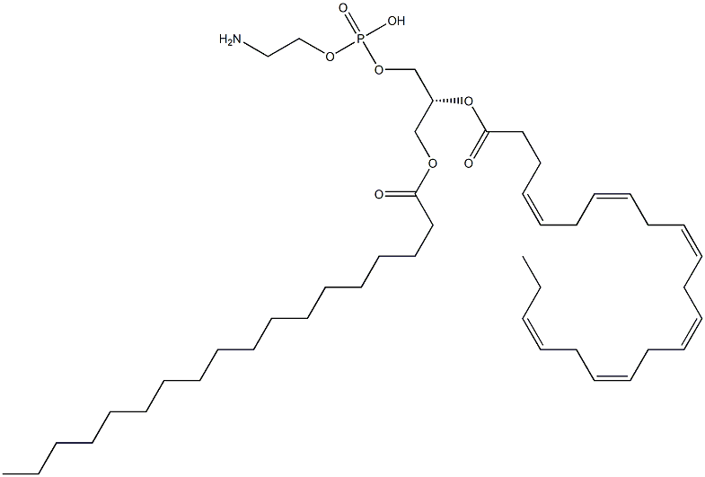 4,7,10,13,16,19-Docosahexaenoic acid, (1R)-1-[[[(2-aminoethoxy)hydroxyphosphinyl]oxy]methyl]-2-[(1-oxooctadecyl)oxy]ethyl ester, (4Z,7Z,10Z,13Z,16Z,19Z)- Struktur