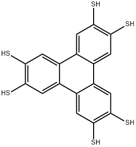 2,3,6,7,10,11-triphenylene-hexathiol, triphenylene-2,3,6,7,10,11-hexathiol, 2,3,6,7,10,11-triphenylenehexathiol, triphenylene hexathiol, THT Struktur