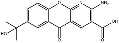 5H-[1]Benzopyrano[2,3-b]pyridine-3-carboxylic acid, 2-amino-7-(1-hydroxy-1-methylethyl)-5-oxo- Struktur