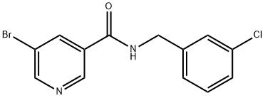 3-Pyridinecarboxamide, 5-bromo-N-[(3-chlorophenyl)methyl]- Struktur