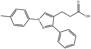 JR-6869, 3-(3-Phenyl-1-p-tolyl-1H-pyrazol-4-yl)propanoic acid, 97% Struktur