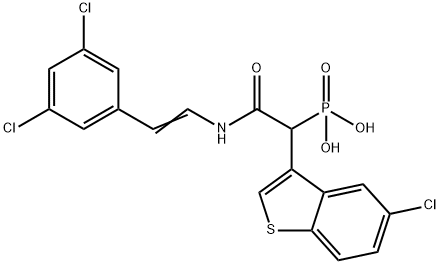 [1-(5-chloro-1-benzothiophen-3-yl)-2-[2-(3,5-dichlorophenyl)ethenylamino]-2-oxoethyl]phosphonic acid Struktur