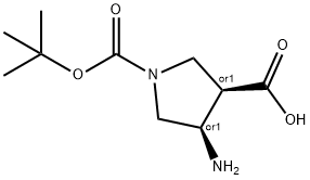 (3R,4R)-REL-4-AMINO-1-(TERT-BUTOXYCARBONYL)PYRROLIDINE-3-CARBOXYLIC ACID Struktur