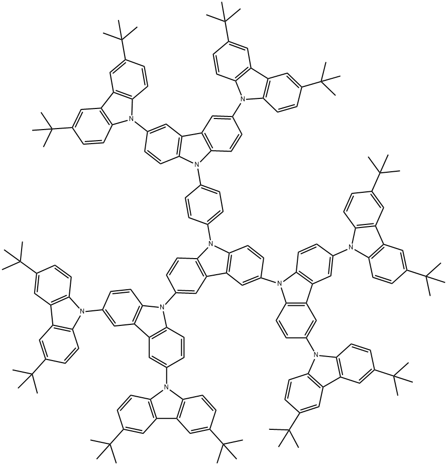 3,3'''',6,6''''-tetra-tert-butyl-6',6'''-bis(3,6-di-tert-butyl-9H-carbazol-9-yl)-9''-(4-(3,3'',6,6''-tetra-tert-butyl-9'H-[9,3':6',9''-tercarbazol]-9'-yl)phenyl)-9''H-9,3':9',3'':6'',9''':3''',9''''-q Struktur