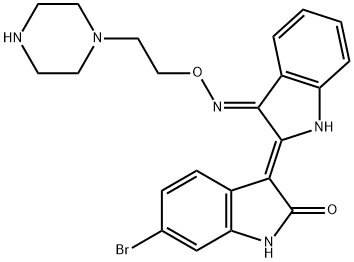 2H-Indol-2-one, 6-bromo-3-[(3E)-1,3-dihydro-3-[[2-(1-piperazinyl)ethoxy]imino]-2H-indol-2-ylidene]-1,3-dihydro-, (3Z)- Struktur