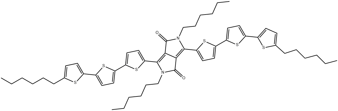 2,5-dihexyl-3,6-bis-(5''-n-hexyl-[2,2',5',2'']terthiophen-5-yl)-pyrrolo[3,4-c]pyrrole-1,4-dione Struktur