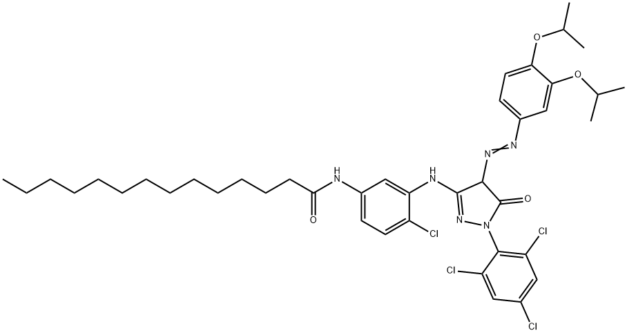 1-(246Trichlorphenyl)-3-(2chlor-5tetradecanoyl-amino-anilino-4-(34diisopropoxy-phenylazo)pyrazolinon-5 Struktur