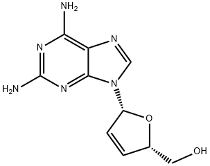 2,6-diaminopurine 2',3'-didehydro-2',3'-dideoxyriboside Struktur