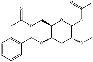 D-ribo-Hexopyranose, 3-deoxy-2-O-methyl-4-O-(phenylmethyl)-, diacetate Struktur