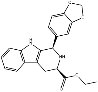 1H-Pyrido[3,4-b]indole-3-carboxylic acid, 1-(1,3-benzodioxol-5-yl)-2,3,4,9-tetrahydro-, ethyl ester, (1R,3R)- Struktur