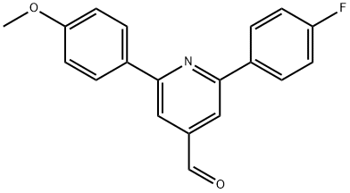 JR-9181, 2-(4-Fluorophenyl)-6-(4-methoxyphenyl)pyridine-4-carbaldehyde, 97% Struktur