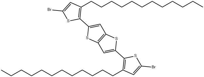 Thieno[3,2-b]thiophene, 2,5-bis(5-bromo-3-dodecyl-2-thienyl)- Struktur