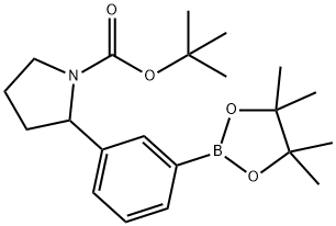 1-Pyrrolidinecarboxylic acid, 2-[3-(4,4,5,5-tetramethyl-1,3,2-dioxaborolan-2-yl)phenyl]-, 1,1-dimethylethyl ester Struktur