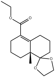 (R)-Spiro[1,3-dioxolane-2,1'(2'H)-naphthalene]-5'-carboxylic acid, 3',4',6',7',8',8'a-hexahydro-8'a-methyl-, ethyl ester (9CI) Struktur