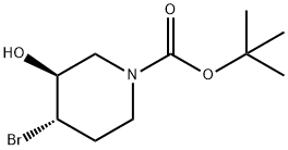 trans-4-Bromo-3-hydroxypiperidine, N-BOC protected Struktur