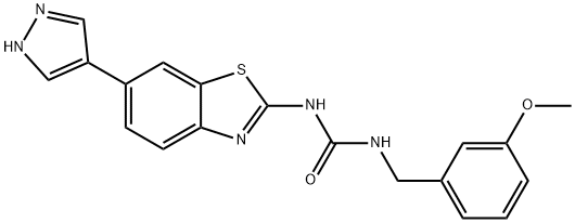 Urea, N-[(3-methoxyphenyl)methyl]-N'-[6-(1H-pyrazol-4-yl)-2-benzothiazolyl]- Struktur