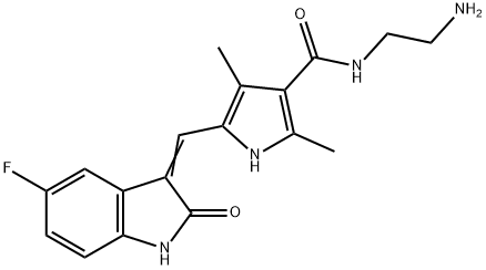 1H-Pyrrole-3-carboxamide, N-(2-aminoethyl)-5-[(5-fluoro-1,2-dihydro-2-oxo-3H-indol-3-ylidene)methyl]-2,4-dimethyl- Struktur