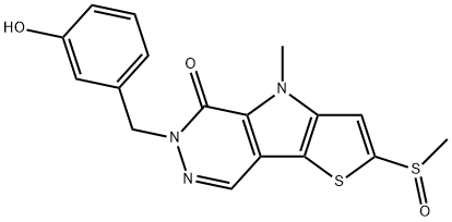 2-methylsulfinyl-4-methyl-6-[(3-hydroxyphenyl)methyl]-4H-thieno[3,2-b]pyrrole[3,2-d] pyridazinone Struktur