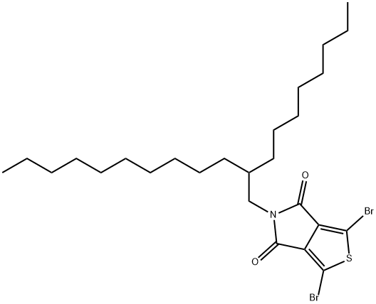 4H-Thieno[3,4-c]pyrrole-4,6(5H)-dione, 1,3-dibromo-5-(2-octyldodecyl)- Struktur