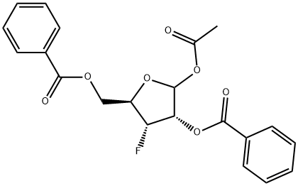 3-Deoxy-3-fluoro-D-ribofuranose 1-acetate 2,5-dibenzoate Struktur