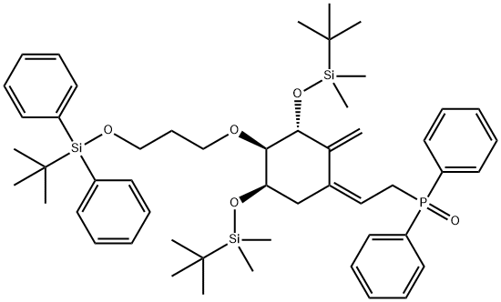 (Z)-[2-{(3R,4R,5R)-3,5-bis(tert-butyldimethylsilanyloxy)-2-methylene-4-(3-(tert-butyldiphenylsilanyloxy)propoxy)cyclohexylidene}ethyl]diphenylphosphine oxide Struktur